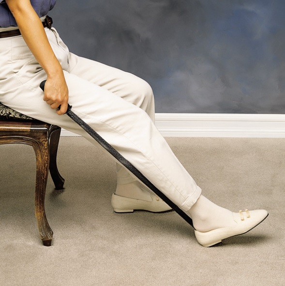 Women and Kids Disabled Longhandled Tool Sock Remover for Seniors Elderly 23 Inch Large Dressing Aid - Plastic Shoehorn for Men Vive Long Handled Shoe Horn